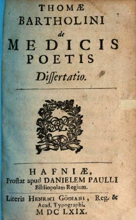 Thomae Bartholini De medicis poetis dissertatio