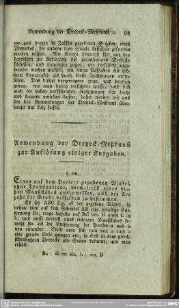 Anwendungen der Dreyeck-Meßkunst zur Auflösungen einiger Aufgaben