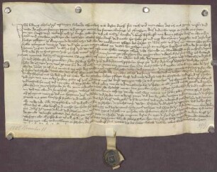 Gültverschreibung des Ludwig Eberlin, Bürger zu Ispringen, über sieben Pfund Heller Hauptgut, für das er jährlich sieben Schilling Heller an das Frauenkloster zu Pforzheim zahlt.