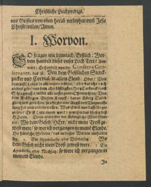 I. Worvon. [1. Worvon handelt dieser Text?]