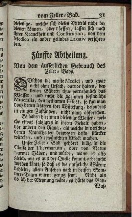 Fünffte Abtheilung. Von dem äusserlichen Gebrauch des Zeller-Bads.