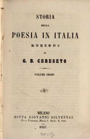 Storia della poesia in Italia. Vol. 1