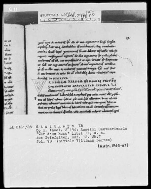Anselmus Cantuariensis - Cur Deus homo — Initiale V (ltimam partem), Folio 70 recto