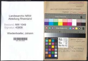 Entnazifizierung Johann Wiedenhoefer , geb. 12.05.1894 (Haendler)