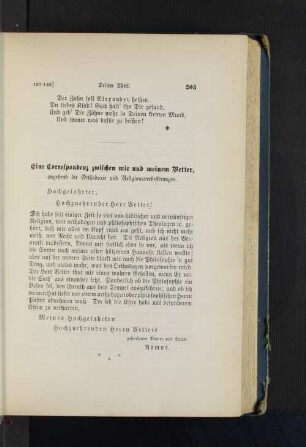 Eine Correspondenz zwischen mir und meinem Vetter,
