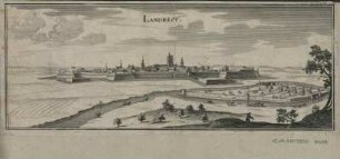 Ansicht von Landrecies, Frankreich, Kupferstich, 1650