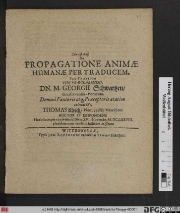 De Propagatione Animae Humanae Per Traducem