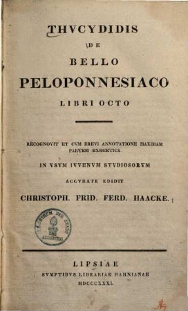 De bello Peloponnesiaco : libri octo