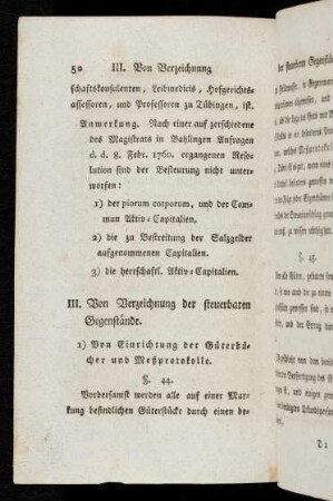 III. Von Verzeichnung der steuerbaren Gegenstände