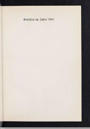 Gefallen im Jahre 1914
