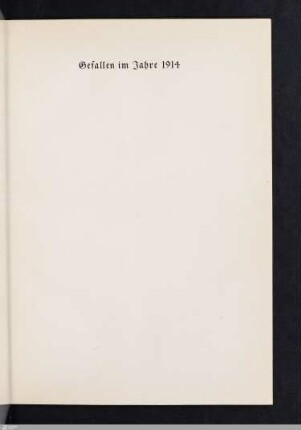 Gefallen im Jahre 1914