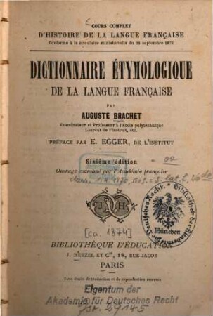 Dictionnaire étymologique de la langue française