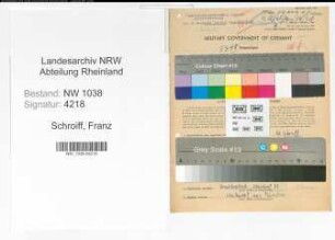 Entnazifizierung Franz Schroiff , geb. 02.07.1911 (Verkehrsfachmann)