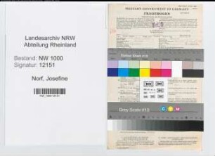Entnazifizierung Josefine Norf, geb. 19.07.1904 (Stenotyp.)