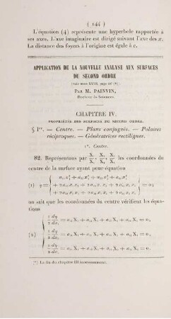 Application de la nouvelle analyse aux surfaces du second ordre. [Fortsetzung]