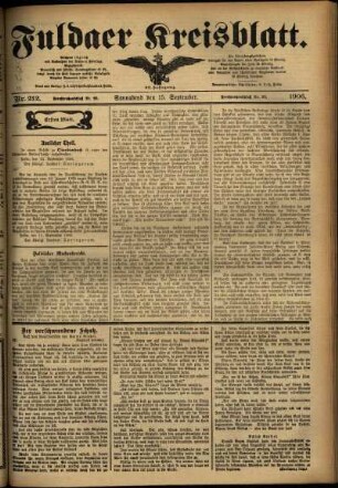 Erste Ausgabe vom Samstag, den 15. September 1906.