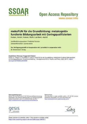 mekoFUN für die Grundbildung: metakognitiv fundierte Bildungsarbeit mit Geringqualifizierten