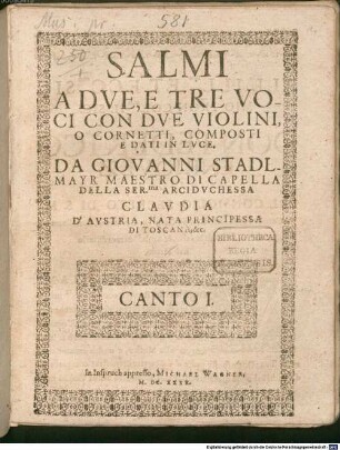 SALMI A DVE, E TRE VOCI CON DVE VIOLINI, O CORNETTI