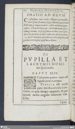 De Pupilla Et Lacrymis Hominis spiritualis. Caput XLIV.