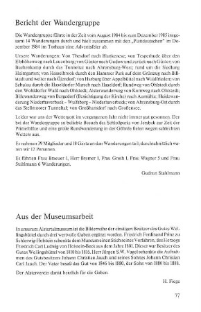 Aus der Museumsarbeit