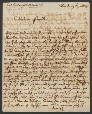 Brief an Franz Kruthoffer : 29.08.1778