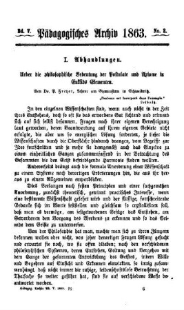 Ueber die philosophische Bedeutung der Postulate und Axiome in Euklids Elementen
