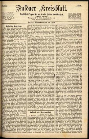 Erste Ausgabe vom Samstag, den 10. Juli 1880.
