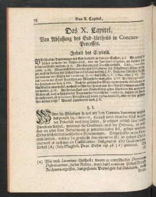 Das X. Capitel, Von Abfassung des End-Urtheils in Concurs-Processen.
