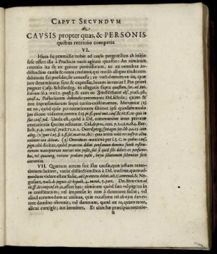 Caput Secundum de Causis propter quas, & Personis quibus retentio competit.