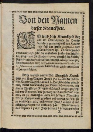 Von den Namen dieser Kranckheit.