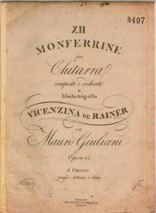 XII monferrine per chitarra : opera 12