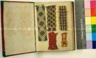Strick- und Häkelmusterbuch. 86 Muster, montiert auf Trägerkartons mit handschriftlichen Anleitungen zur Herstellung von Borden