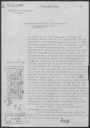 Oferdingen-Altenburg: Visitationsbericht mit Pfarrberichten 1956