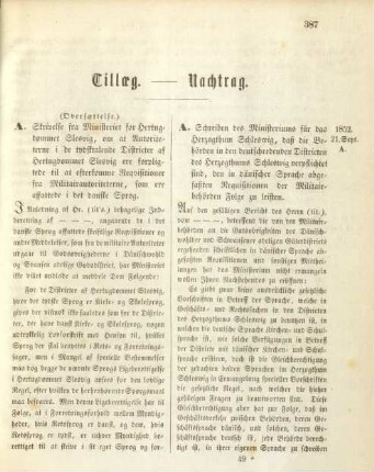 Tillaeg. - Nachtrag