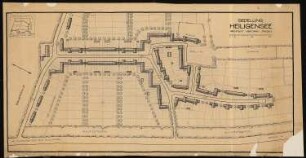 Bau einer Siedlung für die gemeinnützige Kleinhausbaugesellschaft, Berlin-Heiligensee: Grund- und Lageplan 1:500, Übersichtsskizze