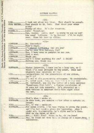 Englische Dialogliste (Auszug)