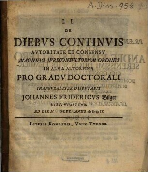 De Diebvs Continvis