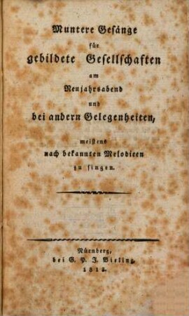 Muntere Gesänge für gebildete Gesellschaften