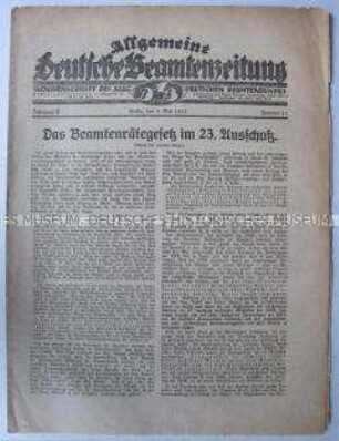Mitteilungsblatt des Deutschen Beamtenbundes u.a. zum Beamtenrecht