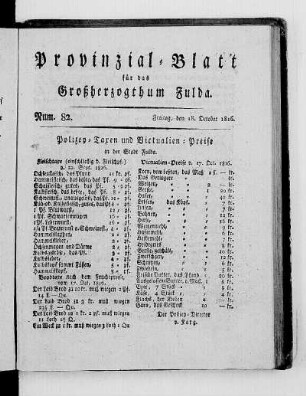 Num. 82., Ausgabe vom 18. Oktober 1816