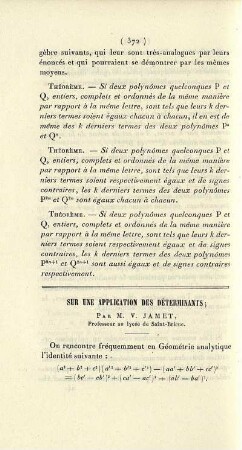 Sur une application des déterminants.
