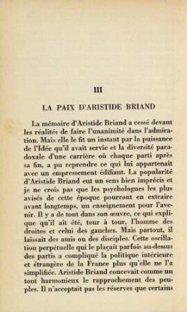 III La paix d' Aristide Briand