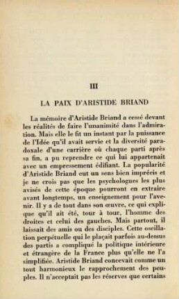 III La paix d' Aristide Briand