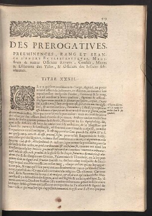 Des prerogatives ... Titre XXXII.
