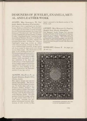 Designers of jewelry, enamels, metal and leather work