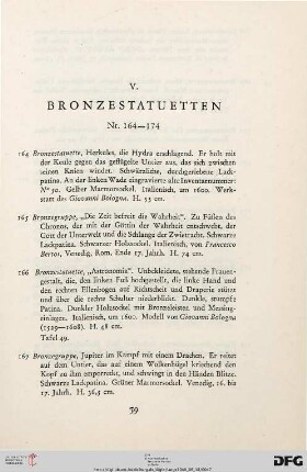 V. Bronzestatuetten (Nr. 164-174)