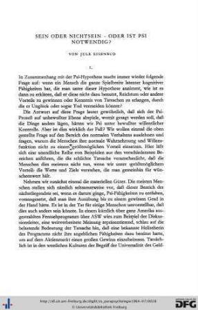 Jule Eisenbud: Sein oder Nichtsein - oder ist Psi notwendig?