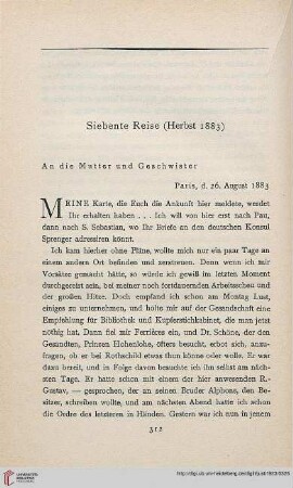 Siebte Reise (Herbst 1883)