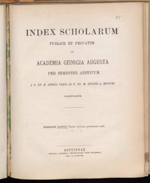 1890_SS: Index scholarum publice et privatim in Academia Georgia Augusta ... habendarum