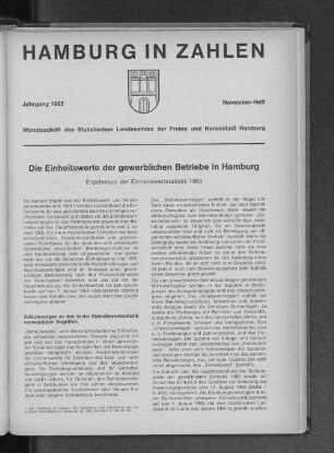 Die Einheitswerte der gewerblichen Betriebe in Hamburg : Ergebnisse der Einheitswertstatistik 1963